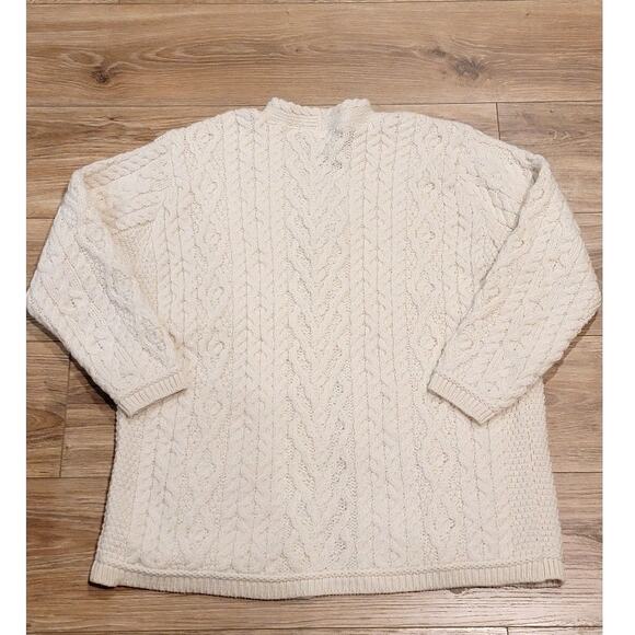 Aran Crafts Merino Wool Cardigan Sweater Women Sz 1X Cottagecore Cream - Picture 12 of 12